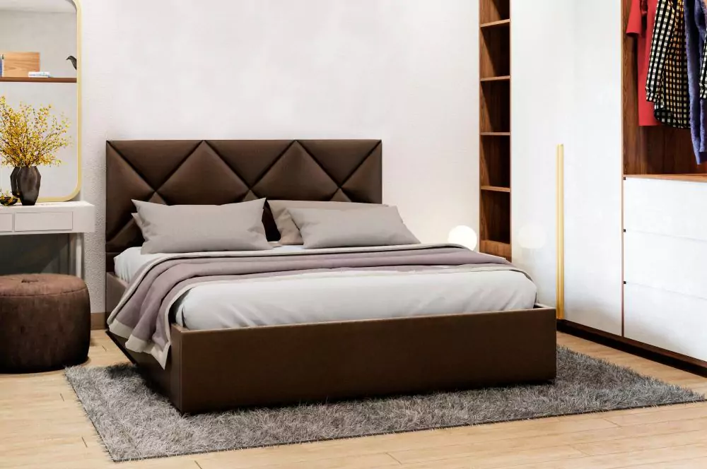 Кровать двуспальная Афина 6 140 с ПМ и с матрасом Divano Basic Независимые пружины (НПБ) дизайн 1