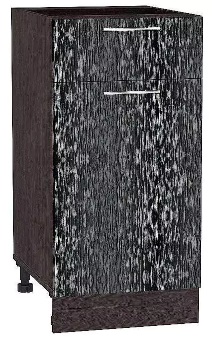 Шкаф нижний с 1-ой дверцей и ящиком Валерия-М 400 Черный металлик дождь/Венге