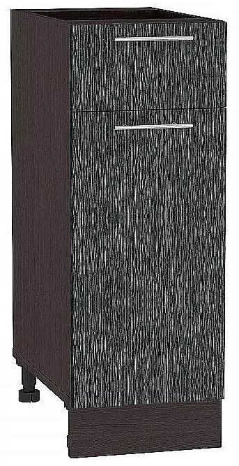 Шкаф нижний с 1-ой дверцей и ящиком Валерия-М 300 Черный металлик дождь/Венге