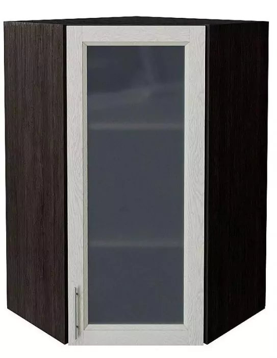 Шкаф верхний угловой остекленный Сканди 920 Cappuccino Softwood/Венге