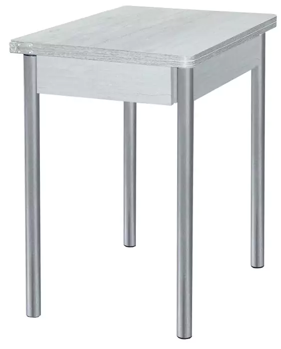 Стол обеденный раскладной Глайдер Бетон пайн белый/Серебристый металлик