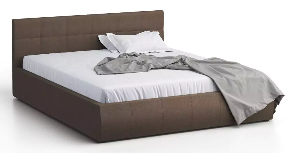 Кровать двуспальная Лофт 140х190 с ПМ рогожка коричневая