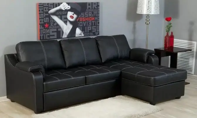 Берета угловой кожаный диван черный