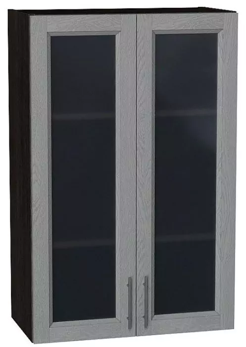 Шкаф верхний с 2-мя остекленными дверцами Сканди 920х600 Grey Softwood/Венге