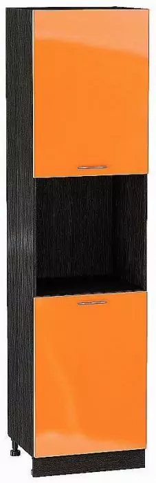 Шкаф пенал с 2-мя дверцами под технику Валерия-М 600х2340 Оранжевый глянец/Венге