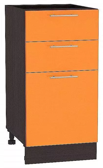 Шкаф нижний с 3-мя ящиками Валерия-М 400 Оранжевый глянец/Венге