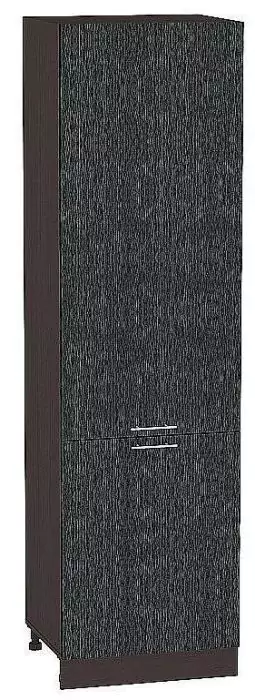 Шкаф пенал с 2-мя дверцами Валерия-М 600х2340 Черный металлик дождь/Венге