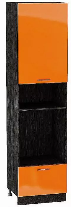 Шкаф пенал с 1-ой дверцей и ящиком под технику Валерия-М 600х2340 Оранжевый глянец/Венге
