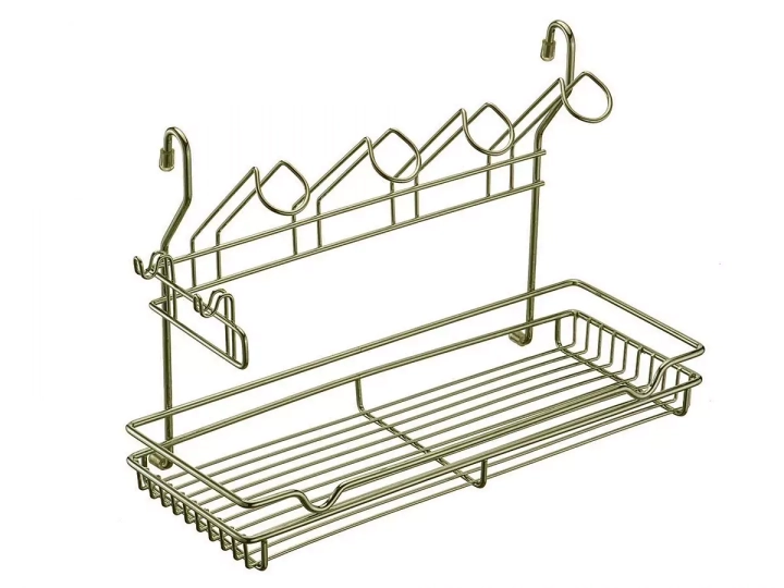 Полка одноярусная с подставкой для 4-х кружек (Аксессуары для кухни, рейлинги), Бронза