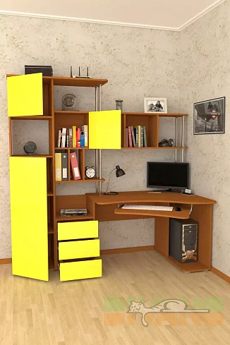 Компьютерный стол угловой Мебелеф-31, Красный