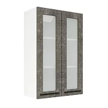 Шкаф верхний со стеклом (премьер) ШВС 600Н Нувель (бетон коричневый) 