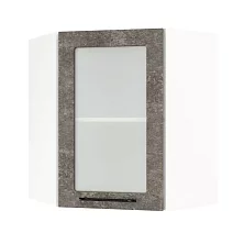 Шкаф верхний угловой со стеклом ШВУС 600 Нувель (бетон коричневый) 