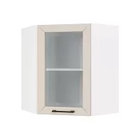 Шкаф верхний угловой со стеклом ШВУС 600 Кёльн (софт айвори) 