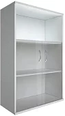 Шкаф средний широкий 2 низкие двери стекло Рива С Белый