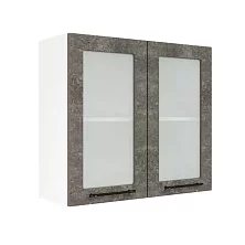 Шкаф верхний со стеклом ШВС 800 Нувель (бетон коричневый) 