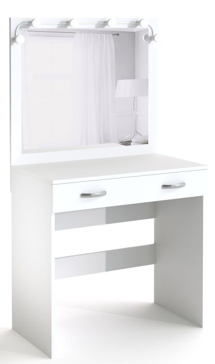 ф119 Туалетный столик Ронда СТ-01 с зеркалом и подсветкой-6+Пуф экокожа