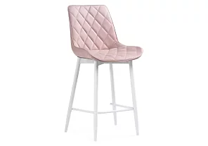 Барный стул Баодин велюр розовый / белый 