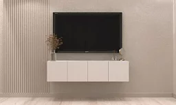 Тумба под ТВ Бастион 1.6 м, белый древесный