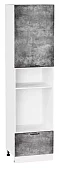 Шкаф пенал с 1-ой дверцей и ящиком под технику Флэт 2340 Темпл Стоун 2S/Белый Серый