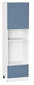 Шкаф пенал с 1-ой дверцей и ящиком под технику Фьюжн 2140 Силки Синий/Белый Голубой