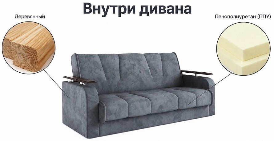 Прямой диван Милан Люкс, Серый