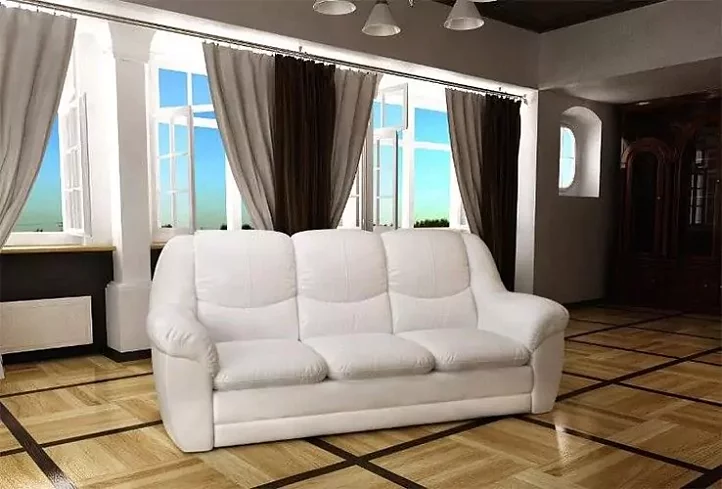 Прямой кожаный диван Берг, Белый