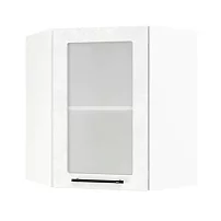 Шкаф верхний угловой со стеклом ШВУС 600 Нувель (бетон белый) 