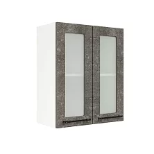 Шкаф верхний со стеклом ШВС 600 Нувель (бетон коричневый) 