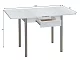 Стол обеденный раскладной с ящиком ЭКО 80*60 Бетон пайн белый/Серебристый металлик